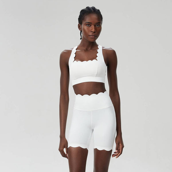 Women Yoga Set: Double Shoulder Bra + Fitness Sports Shorts: Black / L