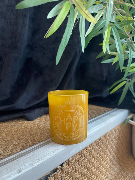 Candle - "Word" Collection: Happy - Mustard