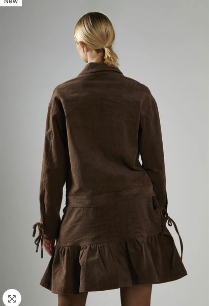 Brown-Cord Tie-Front Jacket