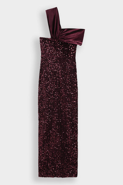 Asymmetric long sequin dress PS9331: Argent / S