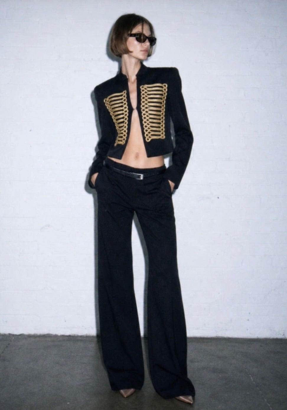Aurelia black jacket with gold braid detailing