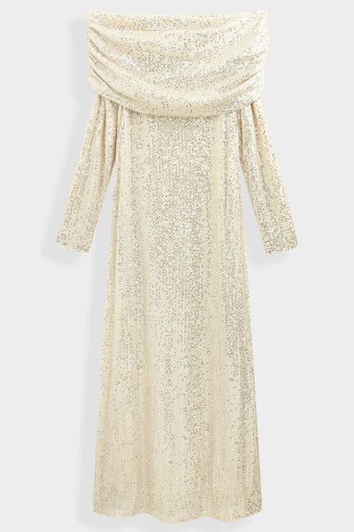 Draped sequin long dress PS9327: Mauve / M