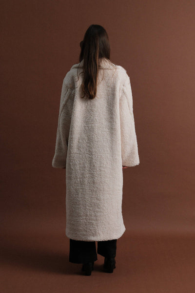 Long buttoned coat -63819 Ecru: M/L