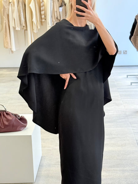 Chic Cape-Style Black Dress