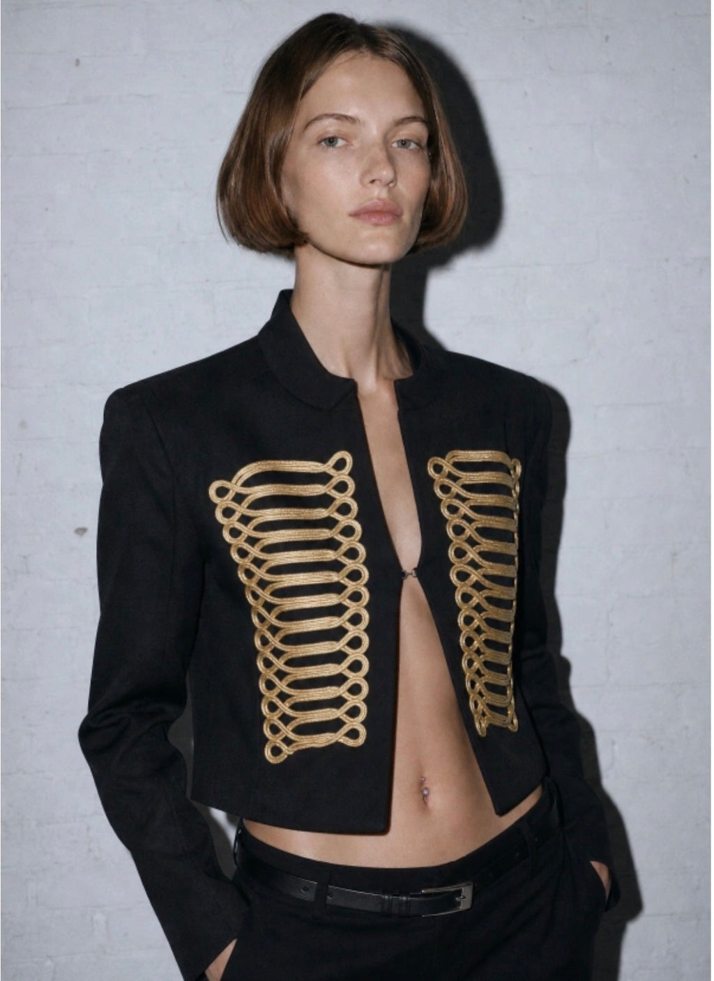 Aurelia black jacket with gold braid detailing