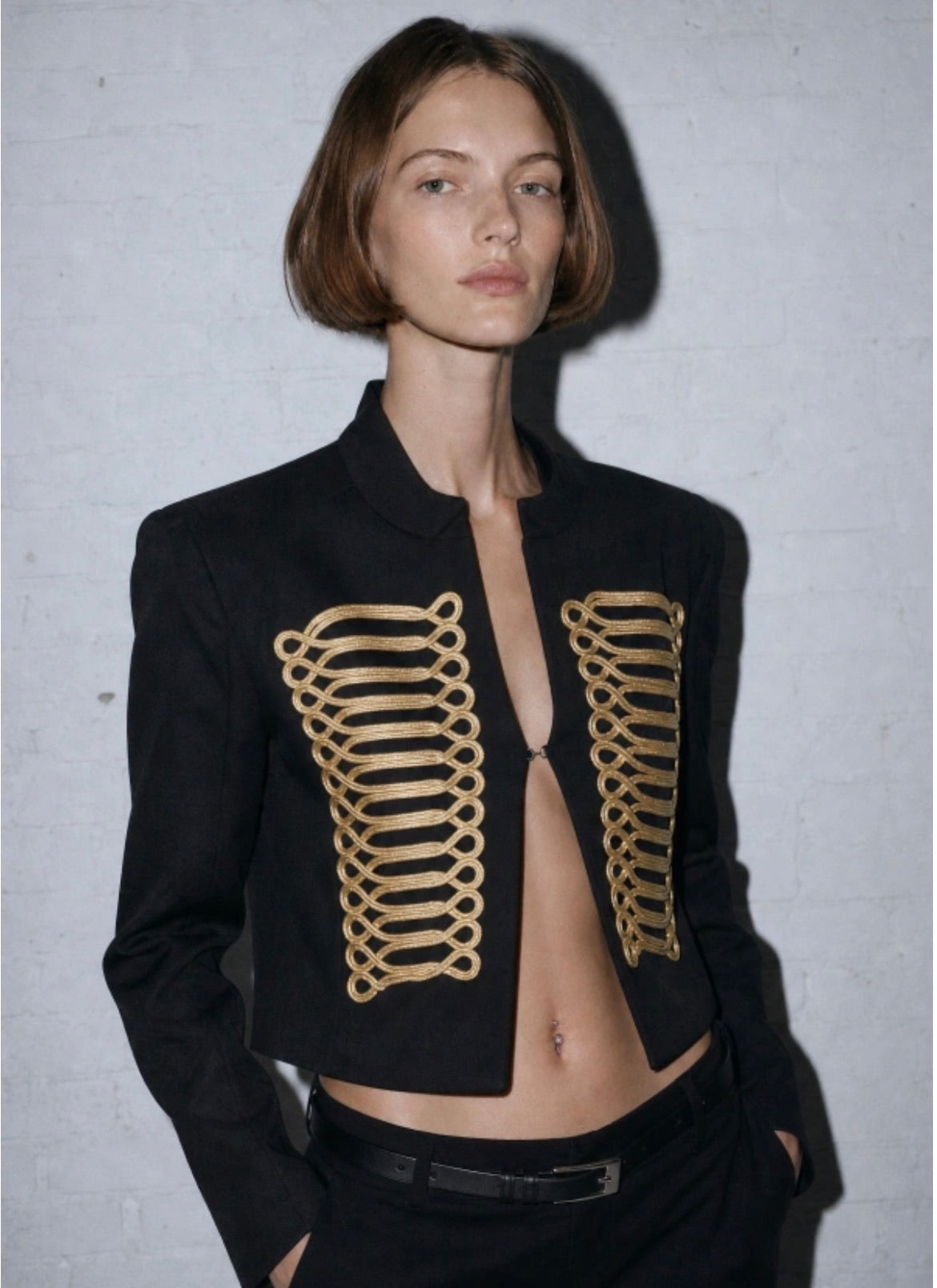 Aurelia black jacket with gold braid detailing