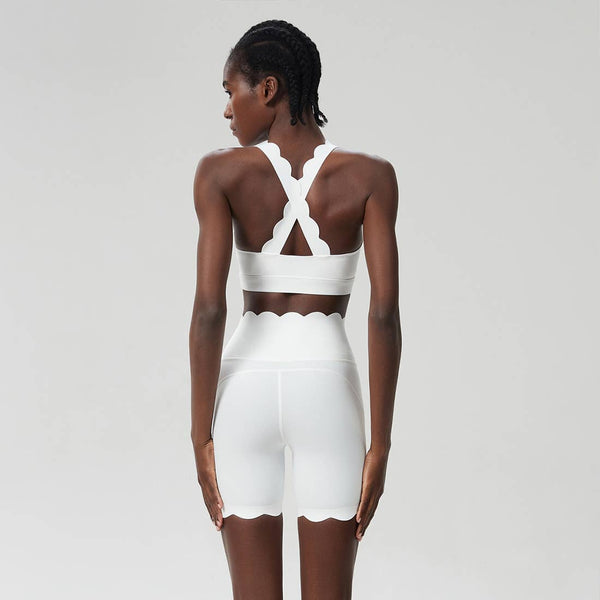 Women Yoga Set: Double Shoulder Bra + Fitness Sports Shorts: Black / S