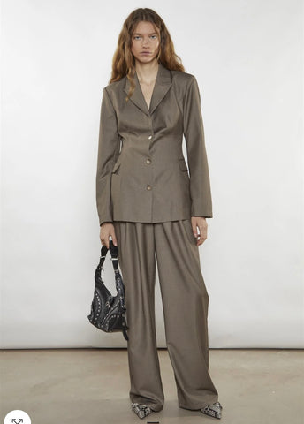 Taupe-Brown Fitted Blazer