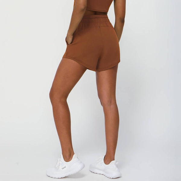 Women Fitness Drawstring With Side Pockets Sport Shorts: Purple / S