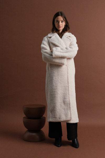 Long buttoned coat -63819 Ecru: M/L