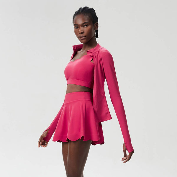 Women Sport Set Quick-Dry Bra + Built-In Shorts + Zip Jacket: Black / M