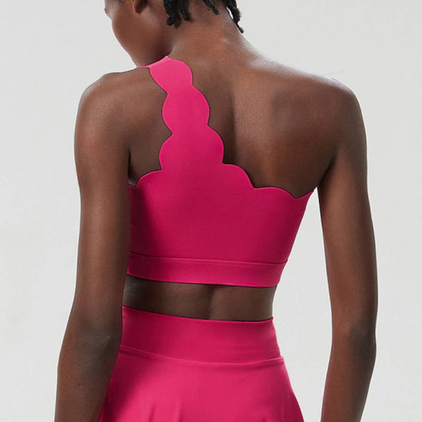 Women Seamless Tennis Set Quick-Dry Bra & Ruffle Hem Skirt: White / S