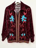 Burgundy embroidered velvet jacket