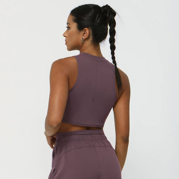 Women Fitness Elastic Crop Tank Top Sport Athletic Top: Purple / S