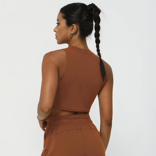 Women Fitness Elastic Crop Tank Top Sport Athletic Top: Purple / M