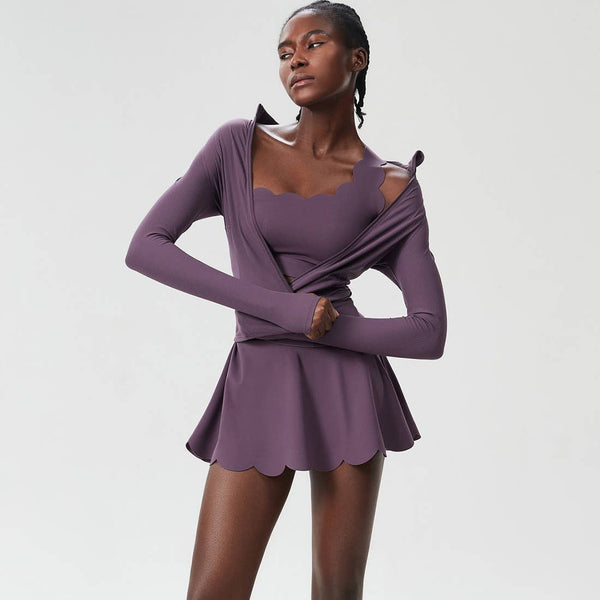 Women Sport Set Quick-Dry Bra + Built-In Shorts + Zip Jacket: Black / L