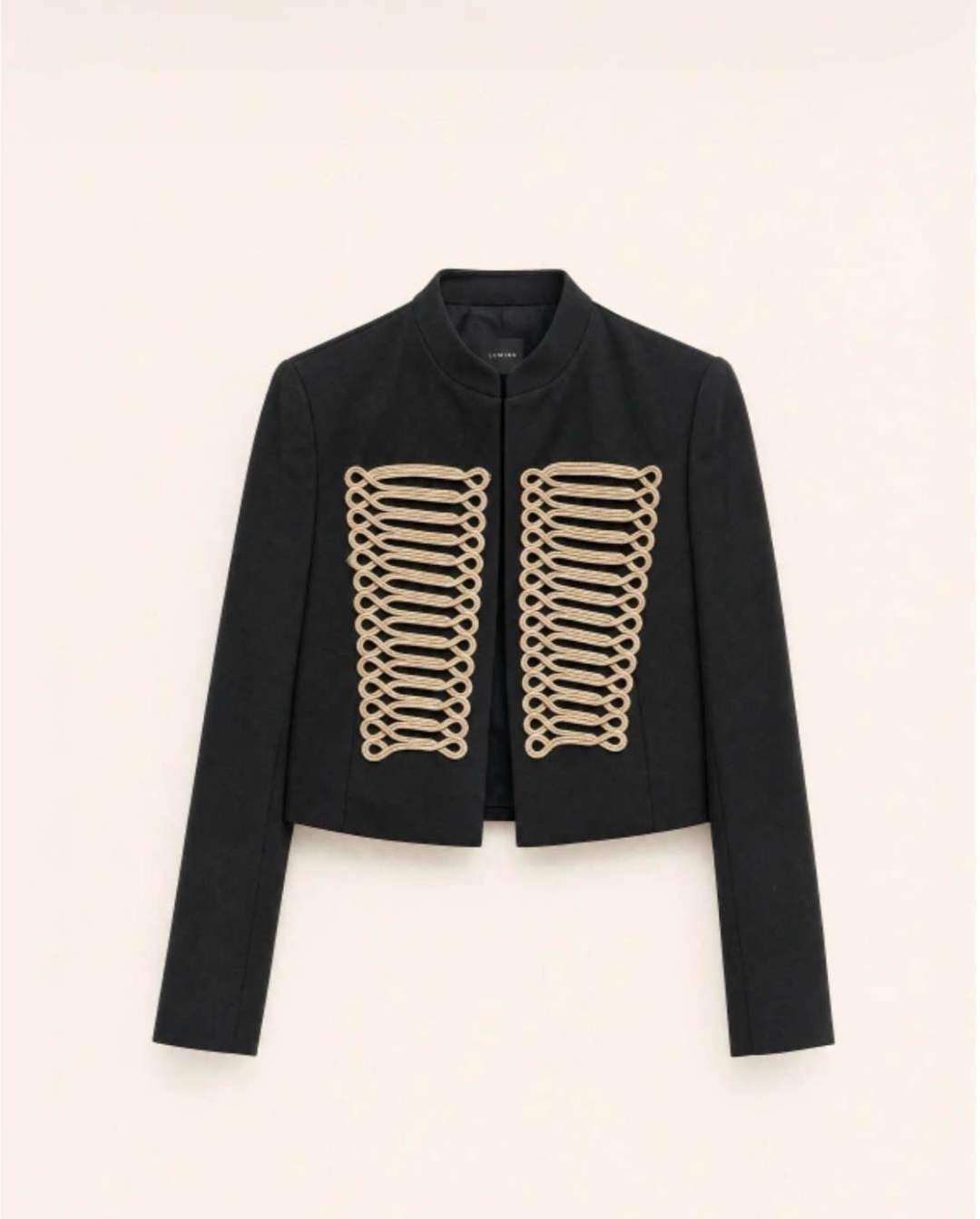 Aurelia black jacket with gold braid detailing