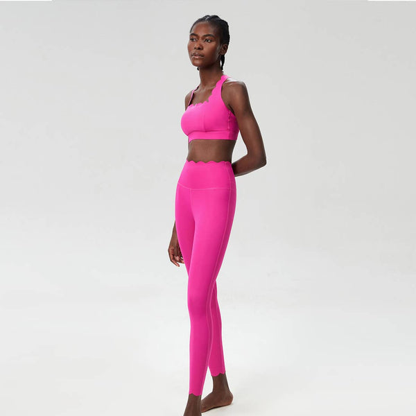 Women Seamless Yoga Set - Removable Cup Bra&Contoured Tights: Purple Gray / L