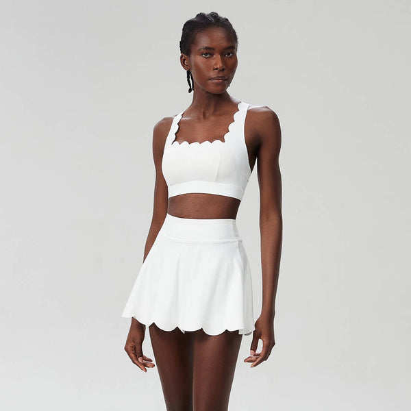 Women Seamless Quick-Dry Set Strappy Bra & A-Line Skirt: Black / L