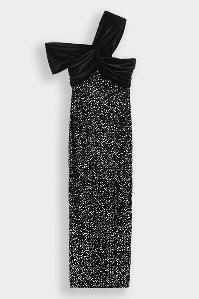 Asymmetric long sequin dress PS9331: Argent / S