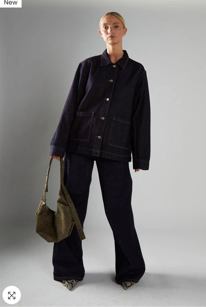 Dark-Indigo Wide-Leg Jeans