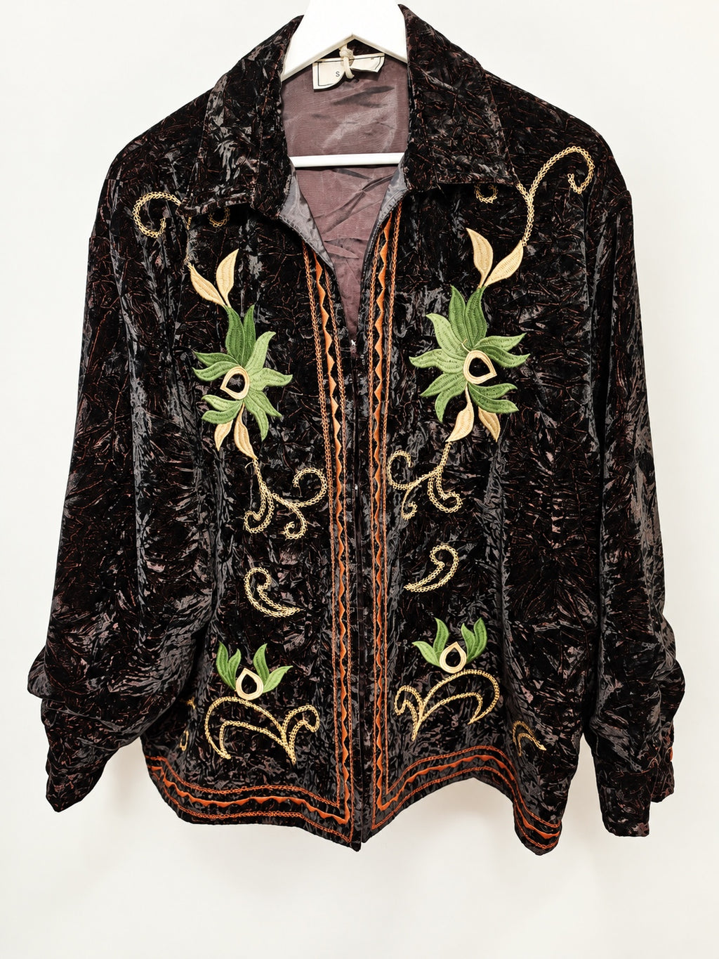 Black embroidered velvet jacket