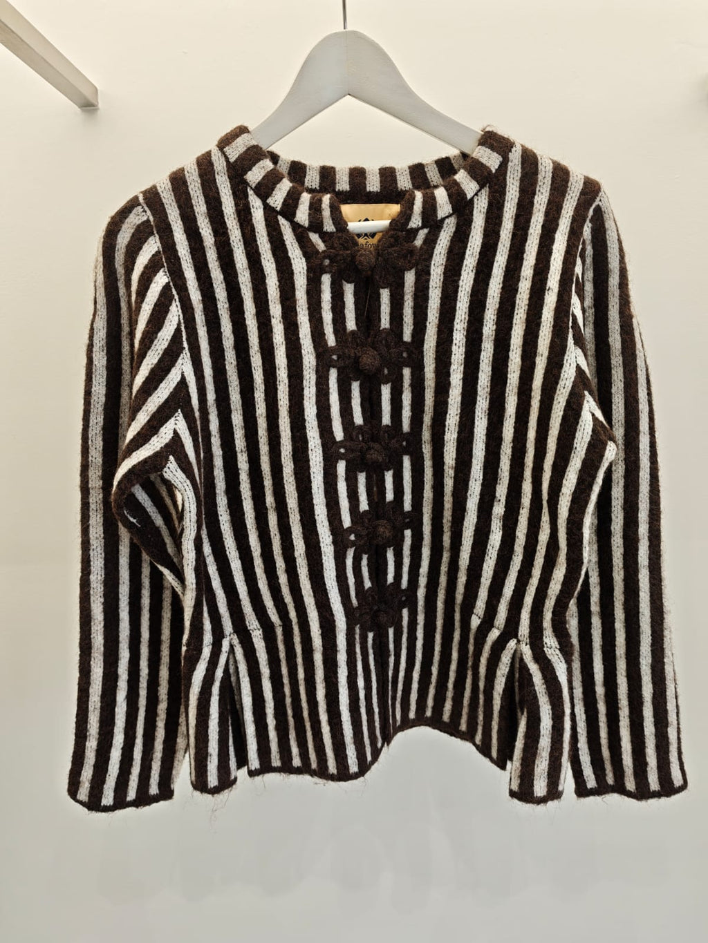 Harper Striped Knit Cardigan in brown