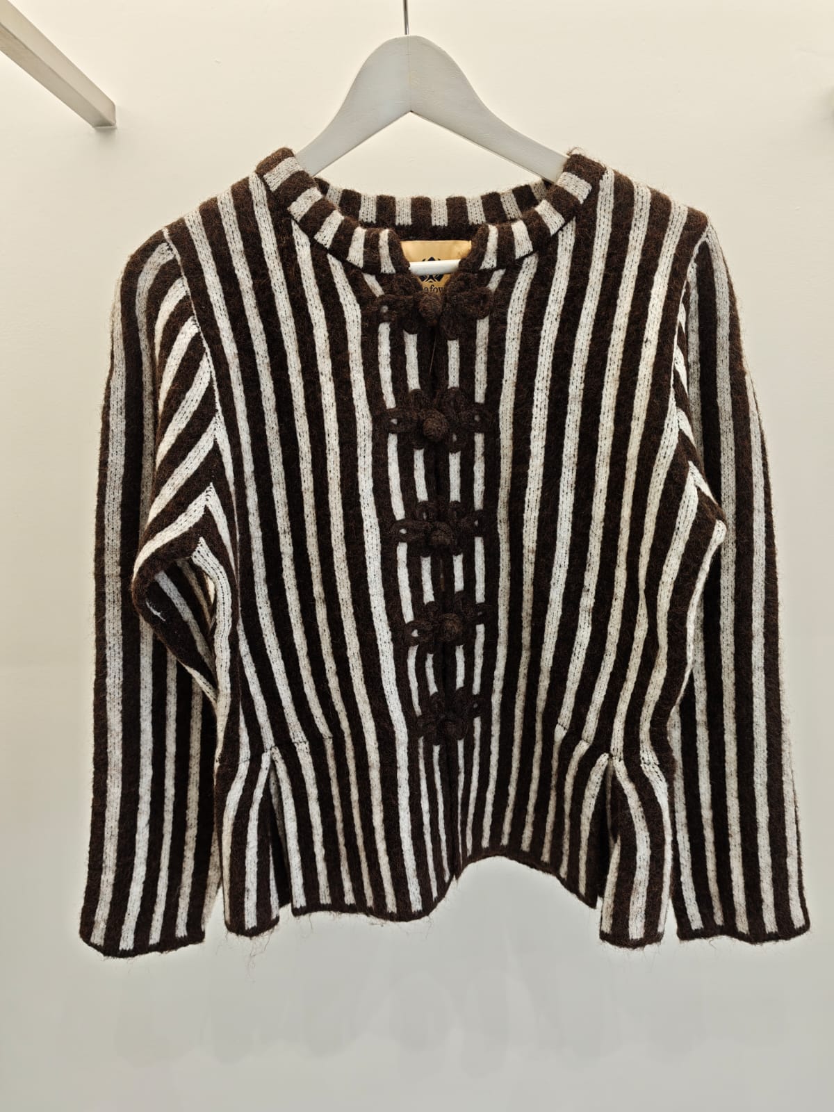 Harper Striped Knit Cardigan in brown