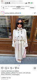 Cream belted trench coat