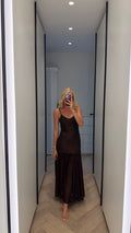 Chocolate embellished maxi dress