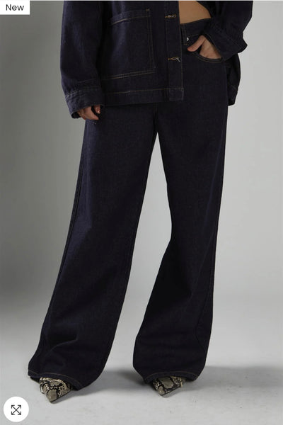 Dark-Indigo Wide-Leg Jeans