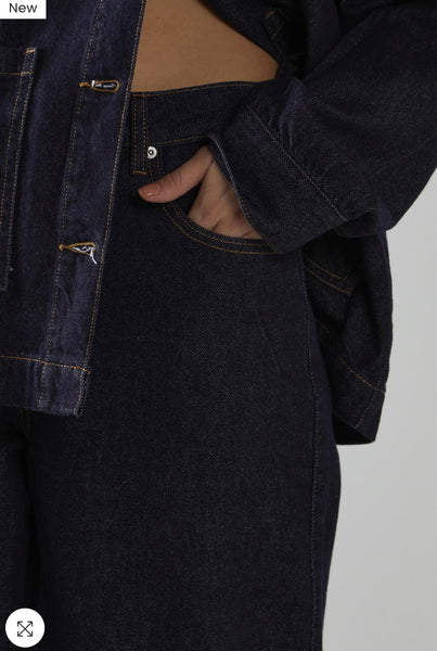 Dark-Indigo Wide-Leg Jeans