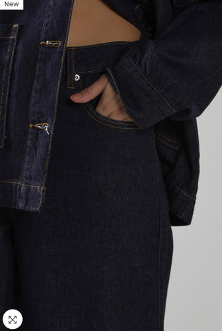 Dark-Indigo Wide-Leg Jeans