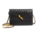 Mila woven chain shoulder bag in black