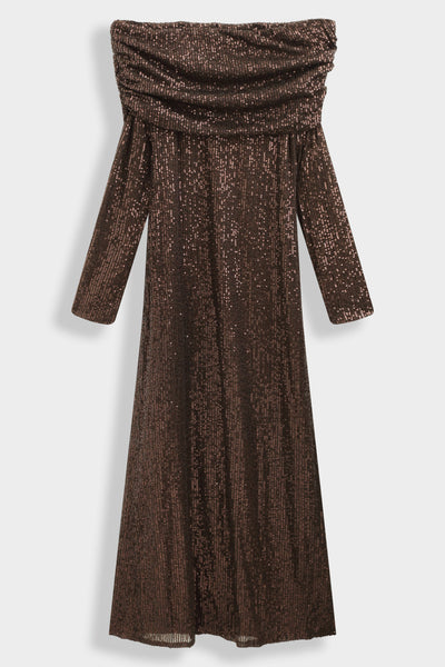 Draped sequin long dress PS9327: Argent / M