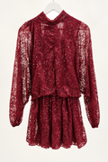 Bordeaux sequin lace mini dress