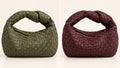 Aria Woven Hobo Bag in olive and burgundy