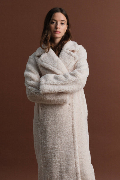 Long buttoned coat -63819 Ecru: M/L