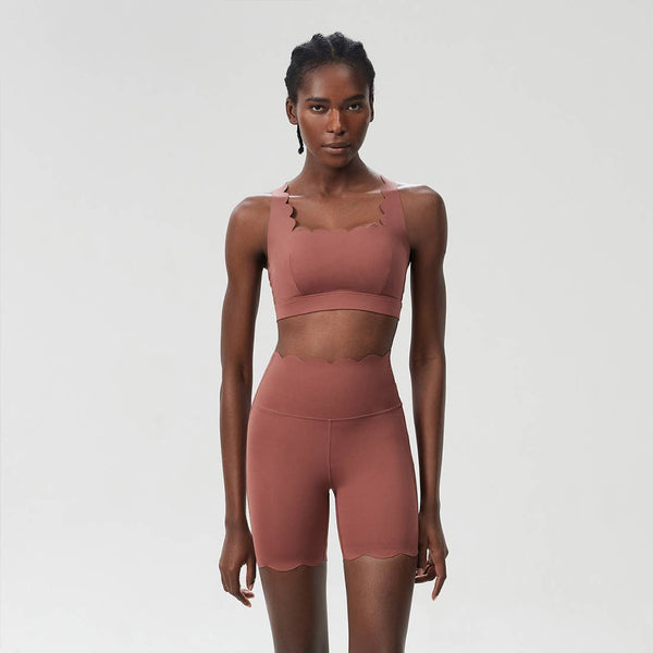 Women Yoga Set: Double Shoulder Bra + Fitness Sports Shorts: Black / L