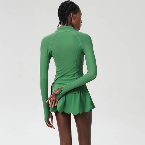 Women Sport Set Quick-Dry Bra + Built-In Shorts + Zip Jacket: Black / M