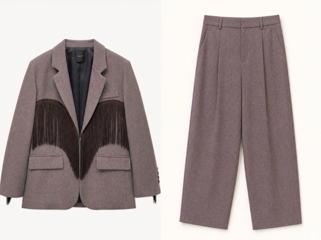 Brown Vivienne Fringe Suit Set