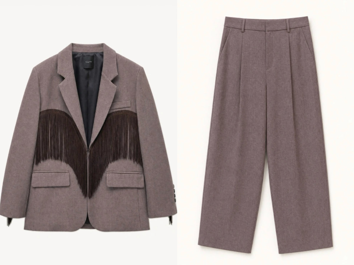 Brown Vivienne Fringe Suit Set