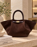 Chocolate brown suede tote bag