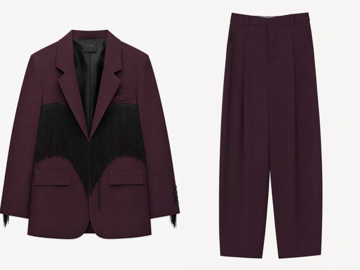 Burgundy Vivienne Fringe Suit Set