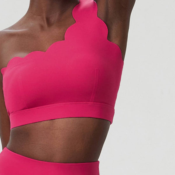 Women Seamless Tennis Set Quick-Dry Bra & Ruffle Hem Skirt: White / L