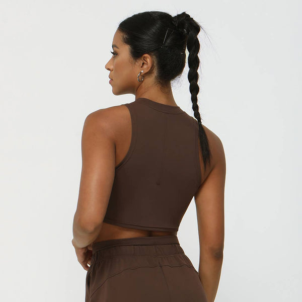 Women Fitness Elastic Crop Tank Top Sport Athletic Top: Purple / S