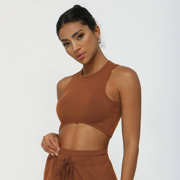 Women Fitness Elastic Crop Tank Top Sport Athletic Top: Purple / L