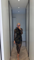 Rogue Camo Mesh Midi Dress full length