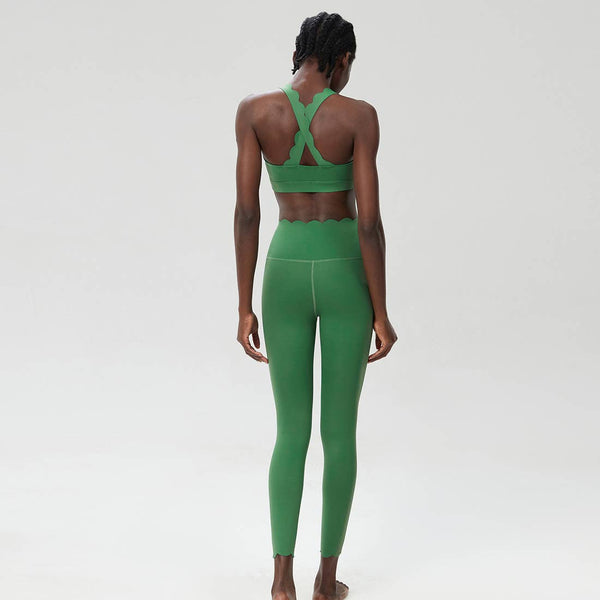 Women Seamless Yoga Set - Removable Cup Bra&Contoured Tights: Purple Gray / L