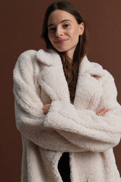 Long buttoned coat -63819 Ecru: S/M